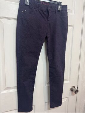 Skinny Jeans Elle Dark Purple Black Leopard Print Pants Size 6